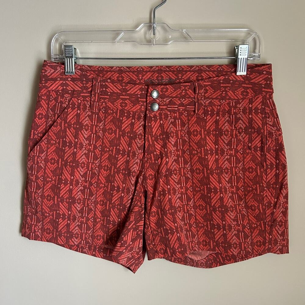 Columbia Red/Orange Geometric Pattern Water Repellent Hiking Swim Shorts Size 6